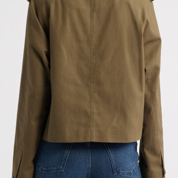 Rag & Bone Army Color Betty Crop Trench Coat Sz M - Picture 2 of 3